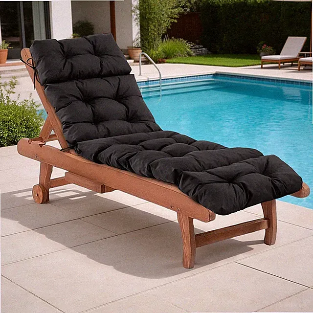 Waterproof Black Chaise Lounge Cushions for Outdoor Furniture, 75.1x22.8x4.7 Inc