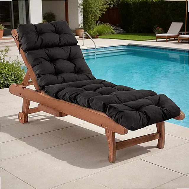 Waterproof Black Chaise Lounge Cushions for Outdoor Furniture, 75.1x22.8x4.7 Inc