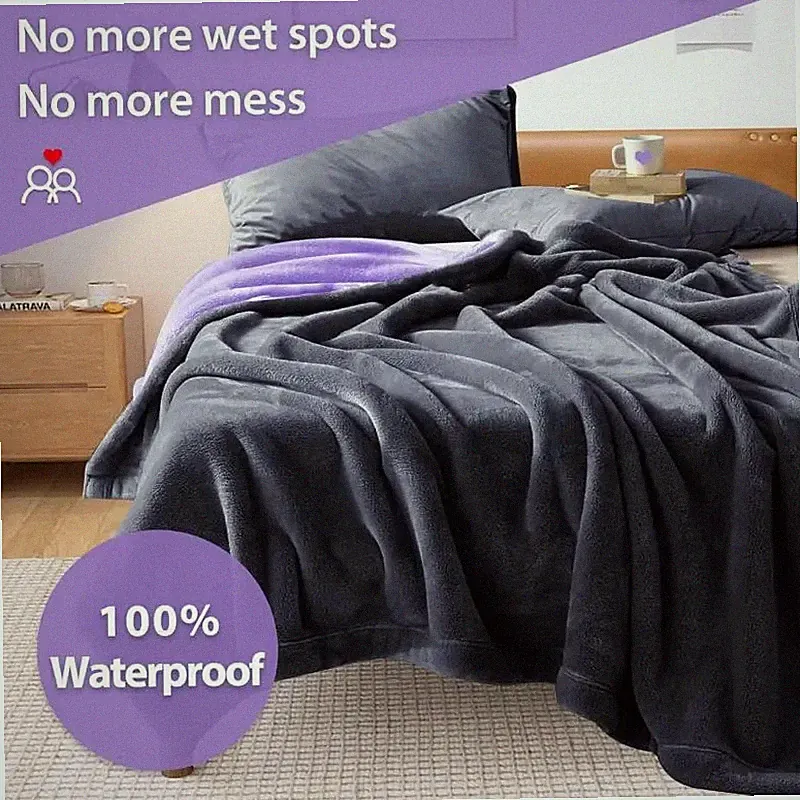 Waterproof Blanket for Bed Sofa Couch, Water Resistant Blanket，Reversible Leakpr