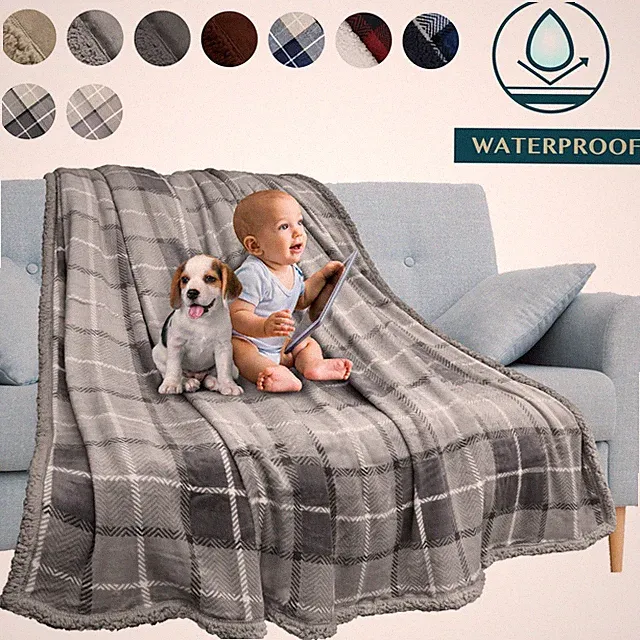 Waterproof Blanket for Couch Sofa Bed Protector Cover WaterResistant Soft Sherpa