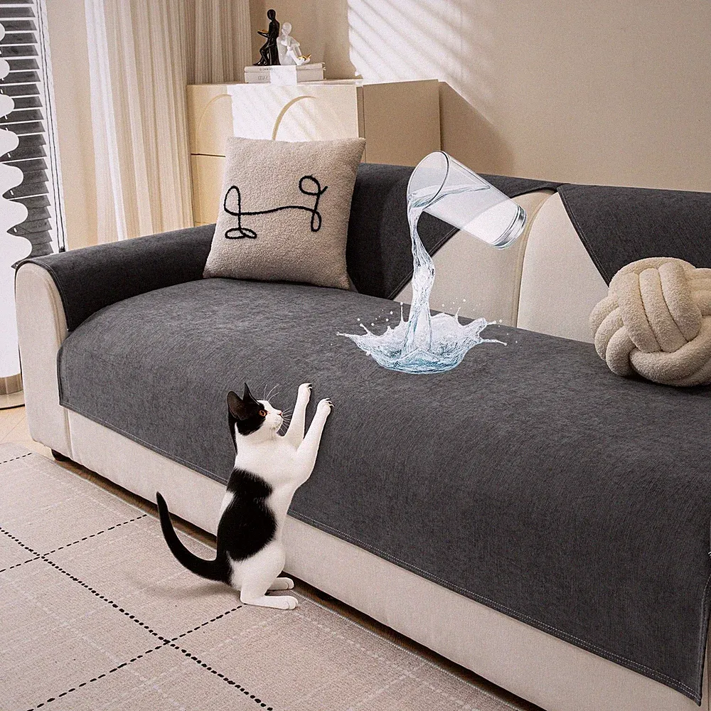 Waterproof Cat-Scratch Resistant Couch Cover for Sofa, Anti-Slip Sectional Sofa