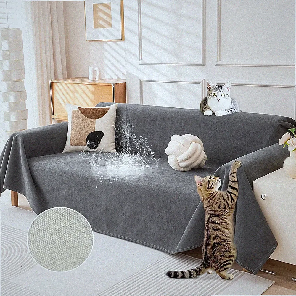 Waterproof Cat-Scratch Resistant Sofa Cover for Pets, Dark Grey, 71" X 118