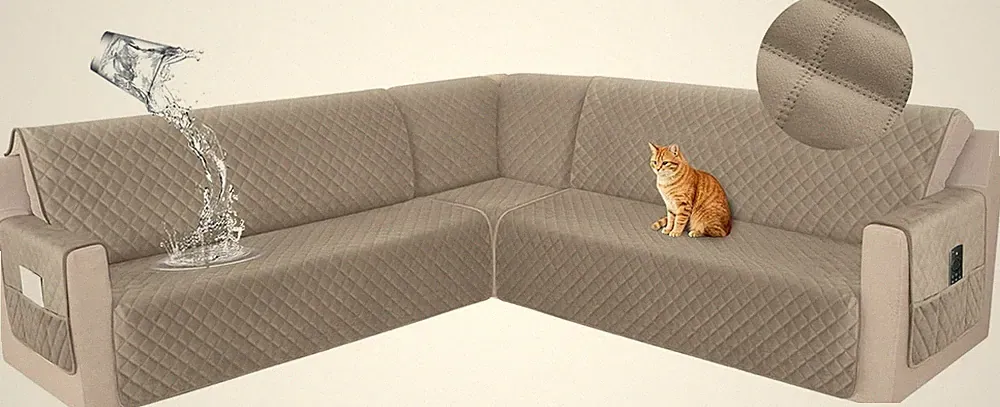 Waterproof Corner Sectional Couch Cover Velvet L Shape Sofa Covers for Pets Dogs