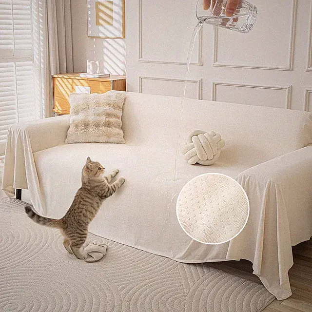 Waterproof Couch Covers for 4 Cushion Cat-Scratch Sofa Cover | Non Slip Couch