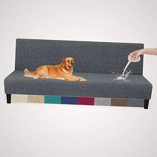 Waterproof Cover Full Size Washable Armless Sofa Bed Couch Futon Dark Gray