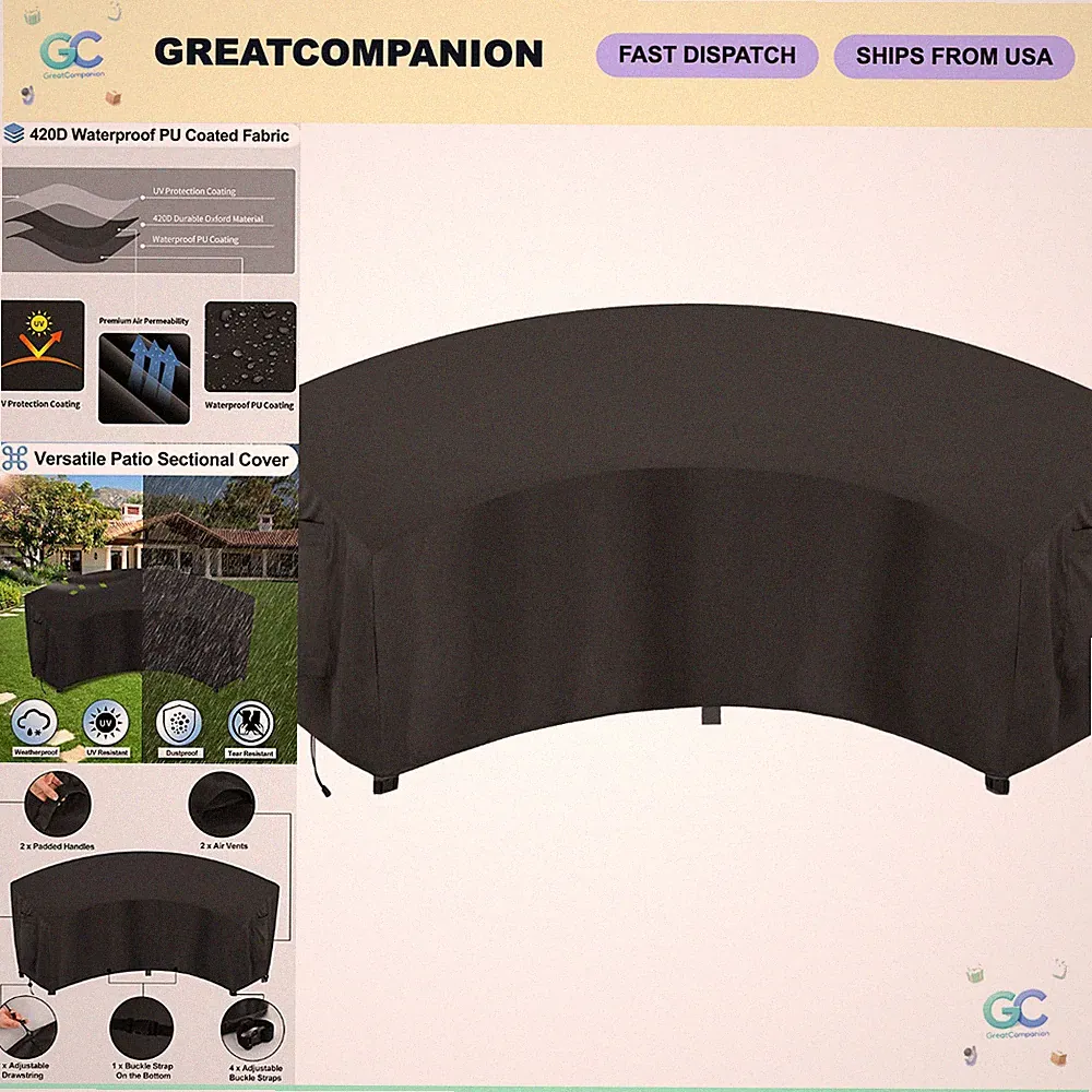 Waterproof Curved Outdoor Sectional Furniture Cover - Weather-Resistant Protecti