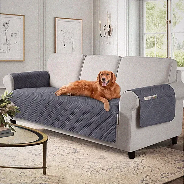 Waterproof Dark Grey 3 Seater Dog Sofa Cover Non Slip Pet Protector
