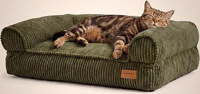 Waterproof Dog Couch Bed Washable Corduroy Pet Sofa Memory Foam Cat Lounger