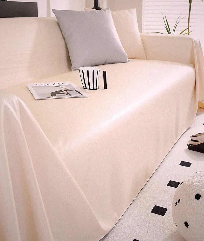 Waterproof Faux Leather Sofa Covers for Sectional & Loveseat - Cream 71"x134