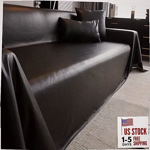 Waterproof Faux PU Leather Sofa Covers for Sectional Sofa 71x102 Inch Black