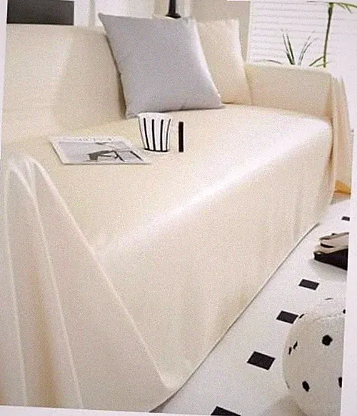 Waterproof Faux PU Leather Sofa Covers for Sectional Sofa 71x142 Inch Cream