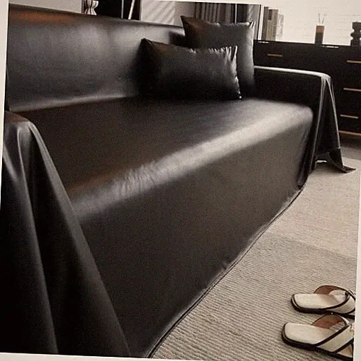 Waterproof Faux PU Leather Sofa Covers for Sectional Sofa 71x51 Inch Black