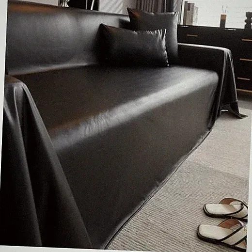 Waterproof Faux PU Leather Sofa Covers for Sectional Sofa 71x51 Inch Black