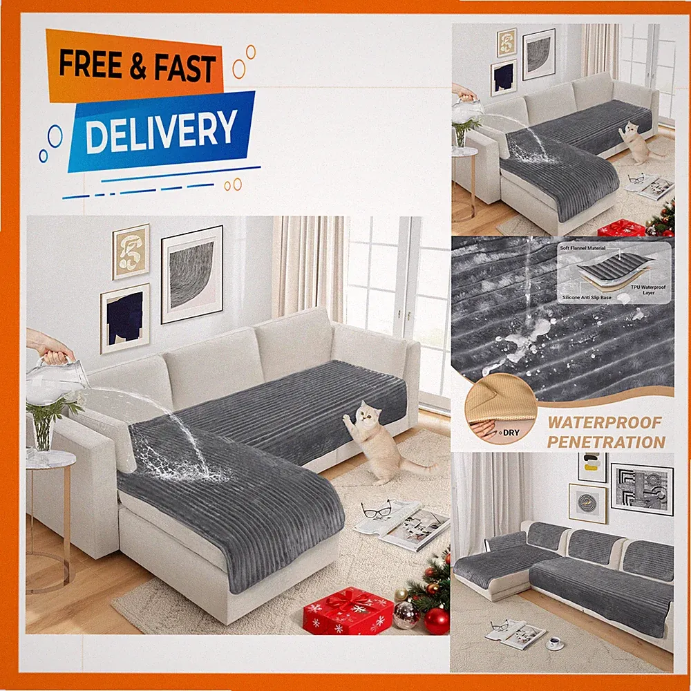 Waterproof Flannel Couch Covers for Dogs Sectional Sofa Protector Pet Friendly
