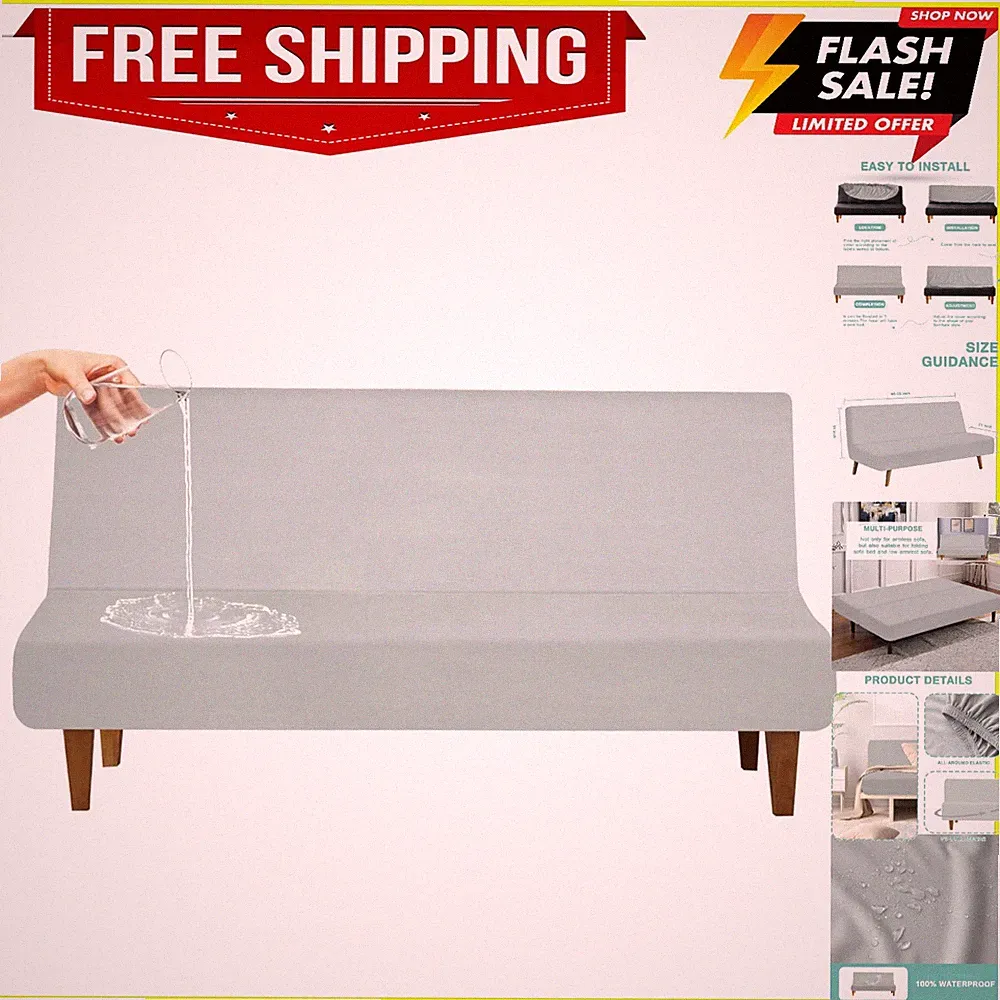 Waterproof Futon Cover for Armless Sofa Bed, Leakproof and Scratch-Resistant...