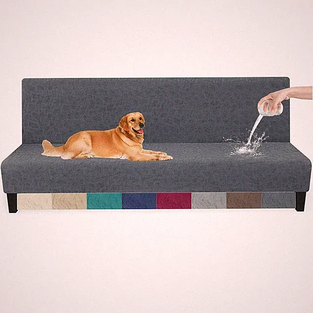 Waterproof Futon Cover Full Size Washable Armless Sofa Bed Couch Cover Stretc...