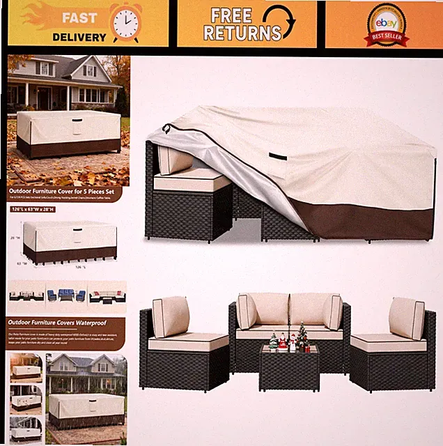 Waterproof Heavy Duty Patio Furniture Covers - Rectangle Table & Sectional Set 1