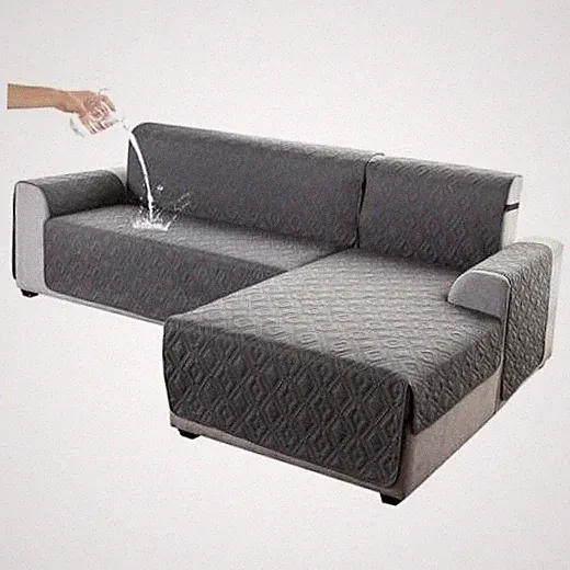 Waterproof L Chaise Sectional Cover for Kids Pets () Small Dark Gray