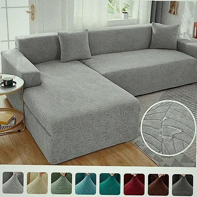 Waterproof L Shape Corner Sofa Cover Jacquard Fabric Slipcover Removable Covers