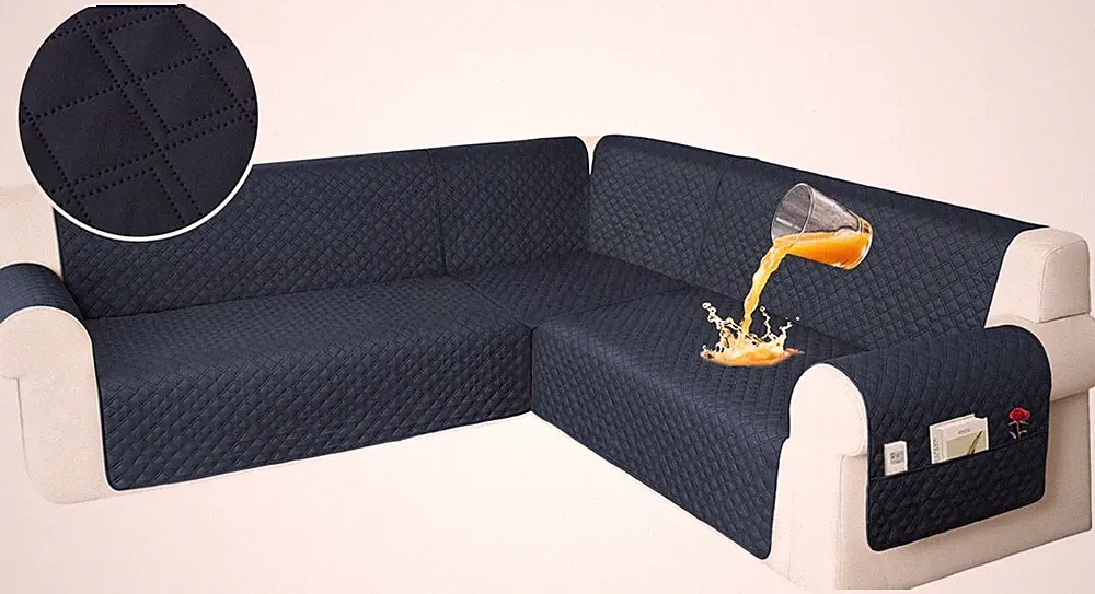 Waterproof L Shape Sectional Couch Cover Non-Slip Sofa Protector Pet