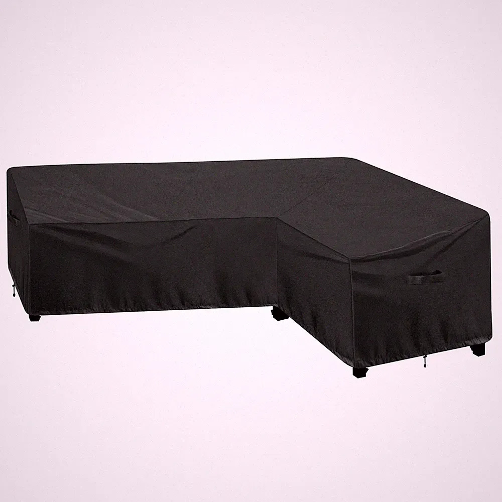 Waterproof L-Shaped Patio Sectional Cover - UV Resistant 420D Black