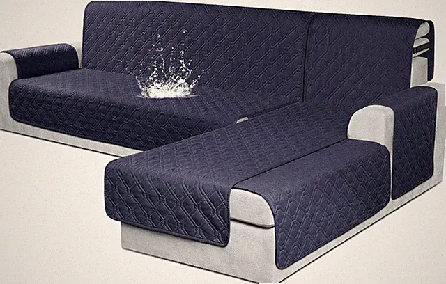 Waterproof L-Shaped Sectional Couch Cover - 3Pcs Reversible Pet Protector, Dark