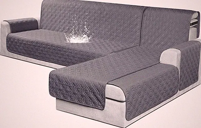 Waterproof L-Shaped Sectional Couch Cover - Reversible Pet Protector, Dark Gray