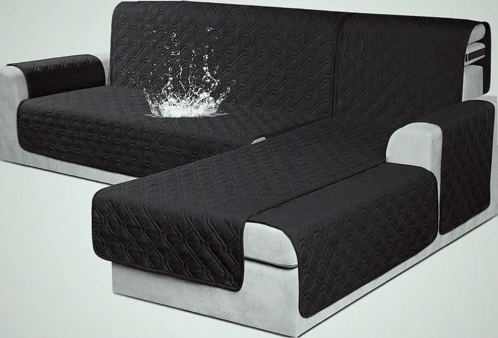 Waterproof L-Shaped Sectional Couch Covers for Pets - Reversible 3-Piece Set