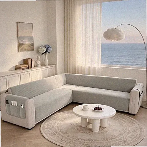 Waterproof L Shaped Sectional Couch Covers for XX-Large, Light Grey