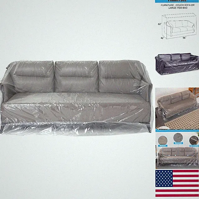 Waterproof Large Plastic Sofa Couch Cover - 96x42x62 Inch Dust-Proof Protector