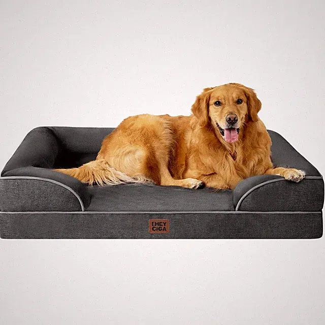 Waterproof Memory Foam Dog Sofa, XL Pet Bed with Bolsters