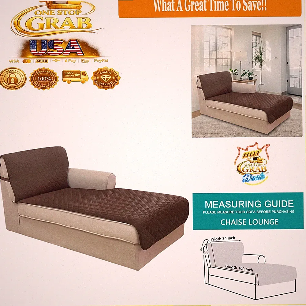 Waterproof Microfiber Sectional Couch Cover for Dogs Reversible Beige Coffee