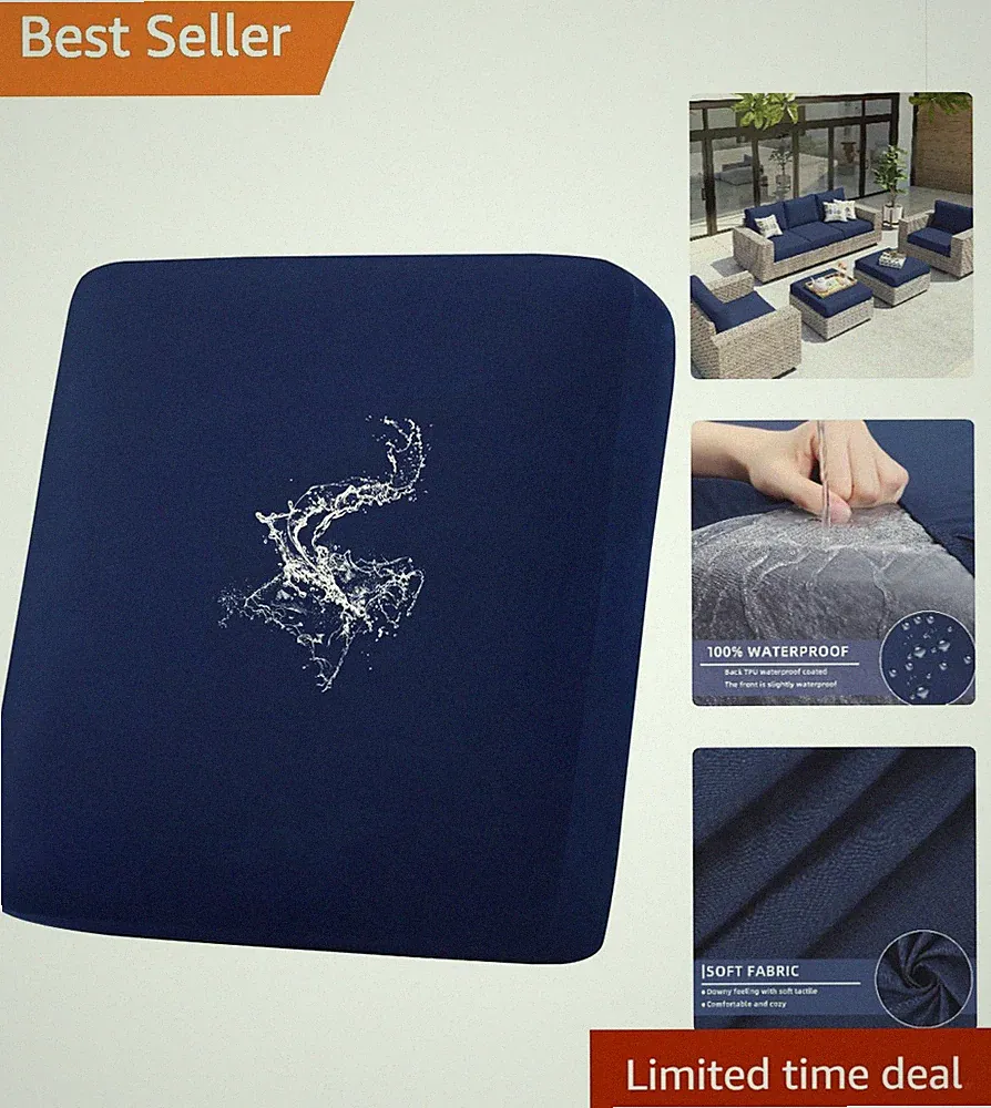 Waterproof Navy Sofa Seat Covers - Stretchable Slipcovers for Pet Protection