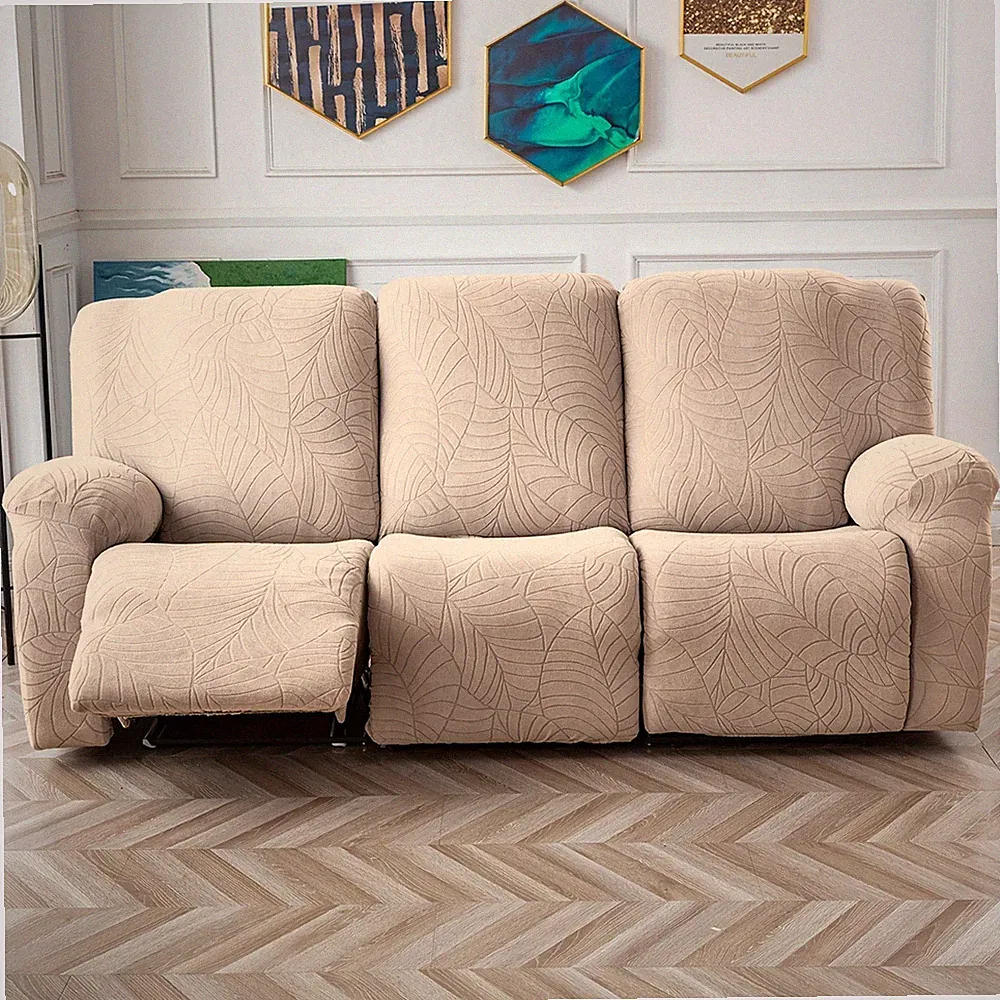 Waterproof non-slip leaf jacquard stretch recliner sofa cover protection