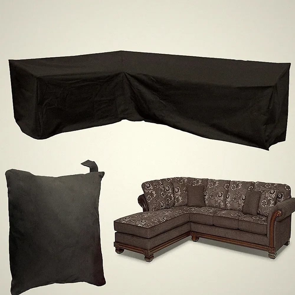 Waterproof Outdoor Patio L-Shaped Sectional Sofa Covers Black 87x112in
