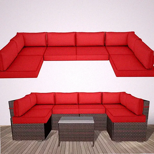 Waterproof Outdoor Replacement Cushions, 14-Piece Uv-Protection Patio Sectional