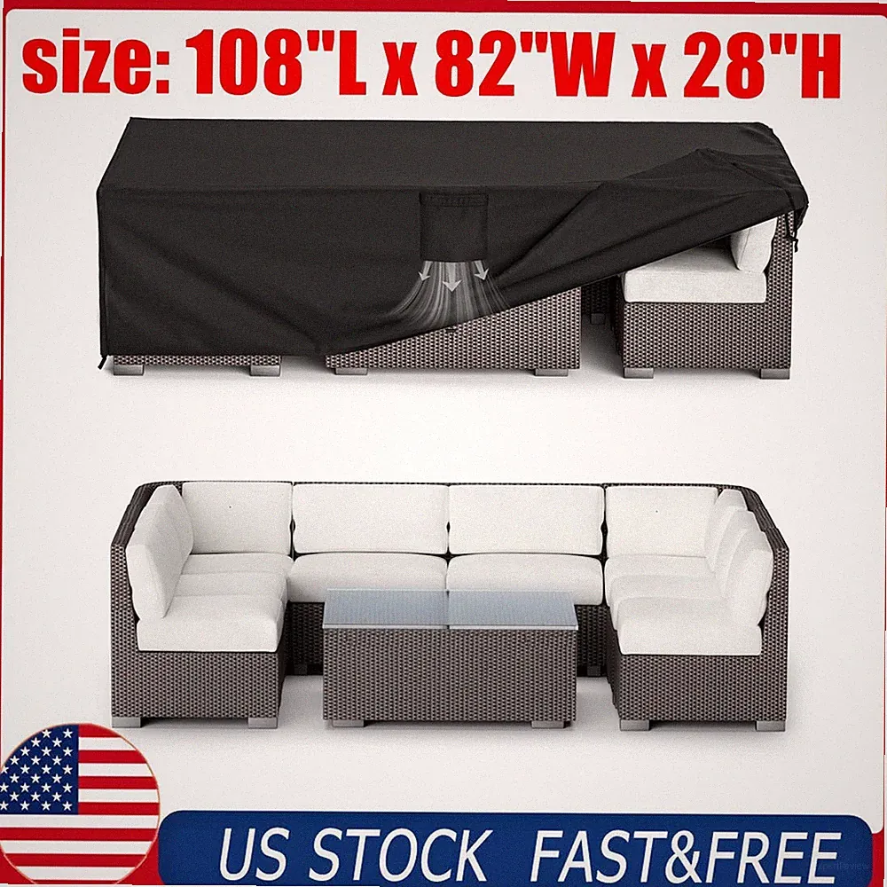 Waterproof Outdoor Sectional Couch Cover 108"x82"x28" Heavy Duty US