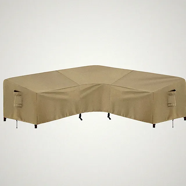 Waterproof Outdoor Sectional Sofa Cover V-Shaped Patio Furniture 89x89in Camel