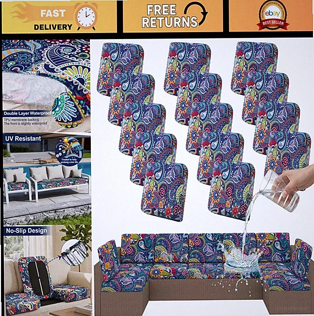Waterproof Patio Cushion Covers - Stretch Outdoor Furniture Protector, UV-Resist