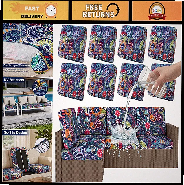 Waterproof Patio Cushion Covers - Stretchable Outdoor Furniture Protection, 2-Pa