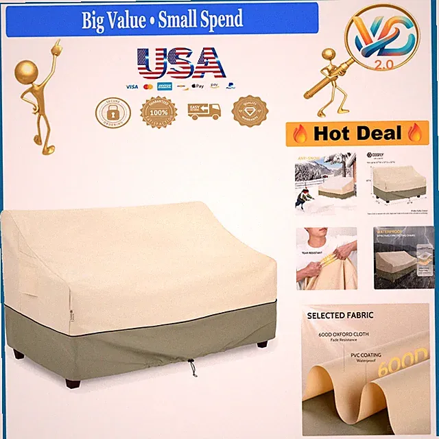Waterproof Patio Furniture Cover Fits 87W x 37D x 35H Heavy Duty Outdoor Sofa...