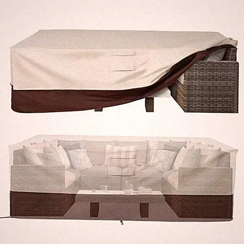Waterproof Patio Furniture Set Rectangular 110"(L)x84"(W)x28"(H) Beige & Brown