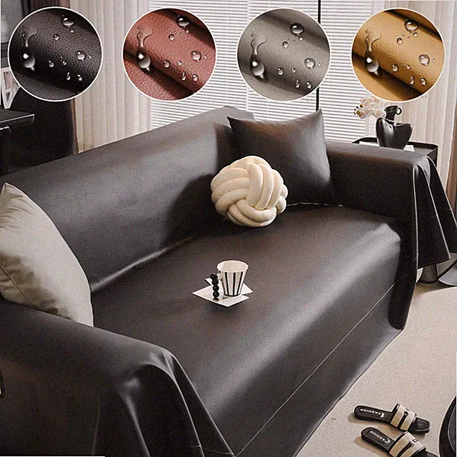 Waterproof PU Sofa Cover Anti-Scratch Slipcover 2/3/4 Seat Large Couch Protector