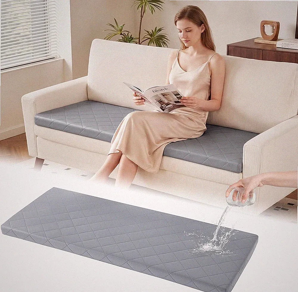 Waterproof Quilted Sofa Topper Pad Non-Slip Couch Top Cushion with Thick