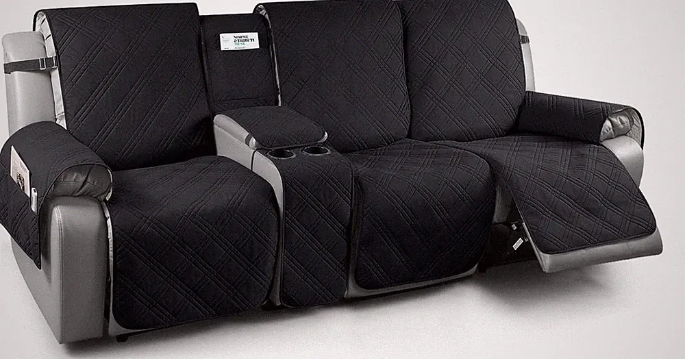 Waterproof Recliner Couch Cover for 3-Seater Sofa, Black, Pet & Kid Protector