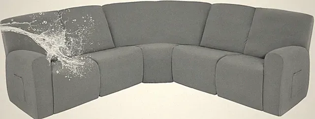 Waterproof Recliner Cover for 5-Seater Sofa, Light Gray, Pet & Kid Friendly