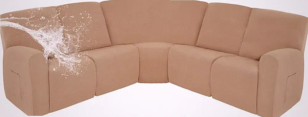 Waterproof Recliner Cover for Large Sectional Sofa, Pet & Kid Friendly, Camel