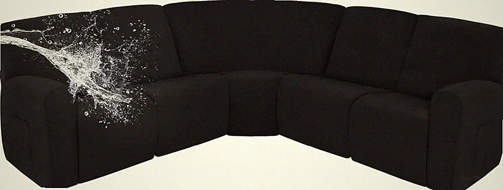 Waterproof Recliner Cover - Stretch Slipcover for 5-Seater Couch, Black