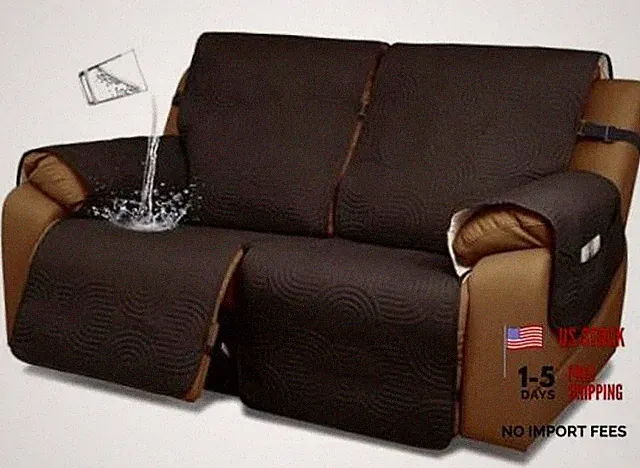 Waterproof Recliner Sofa Cover,Non Slip Couch Cover for 2 Seater Chocolate