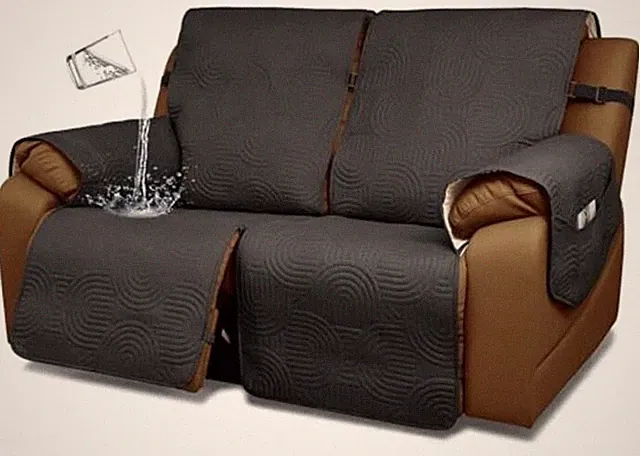 Waterproof Recliner Sofa Cover,Non Slip Couch Cover for 2 Seater Dark Grey